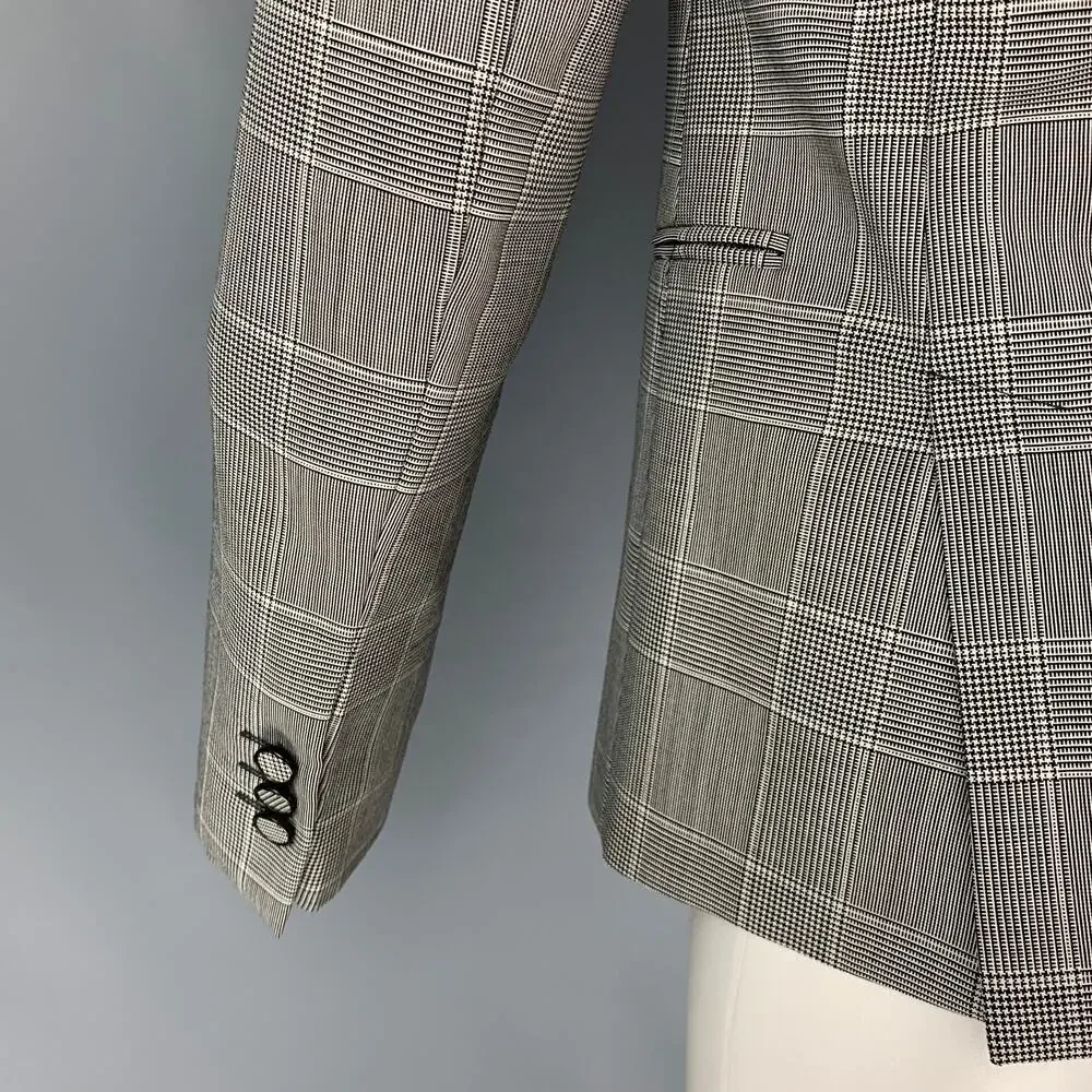 EMPORIO ARMANI Size 38 Black White Glenplaid Wool Mohair Sport Coat - Picture 4 of 7